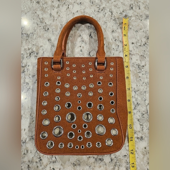 Urban Outfitters Riley Suede Grommet Mini Tote Bag - Brown LIKE NEW Fall Festiva - Picture 7 of 7